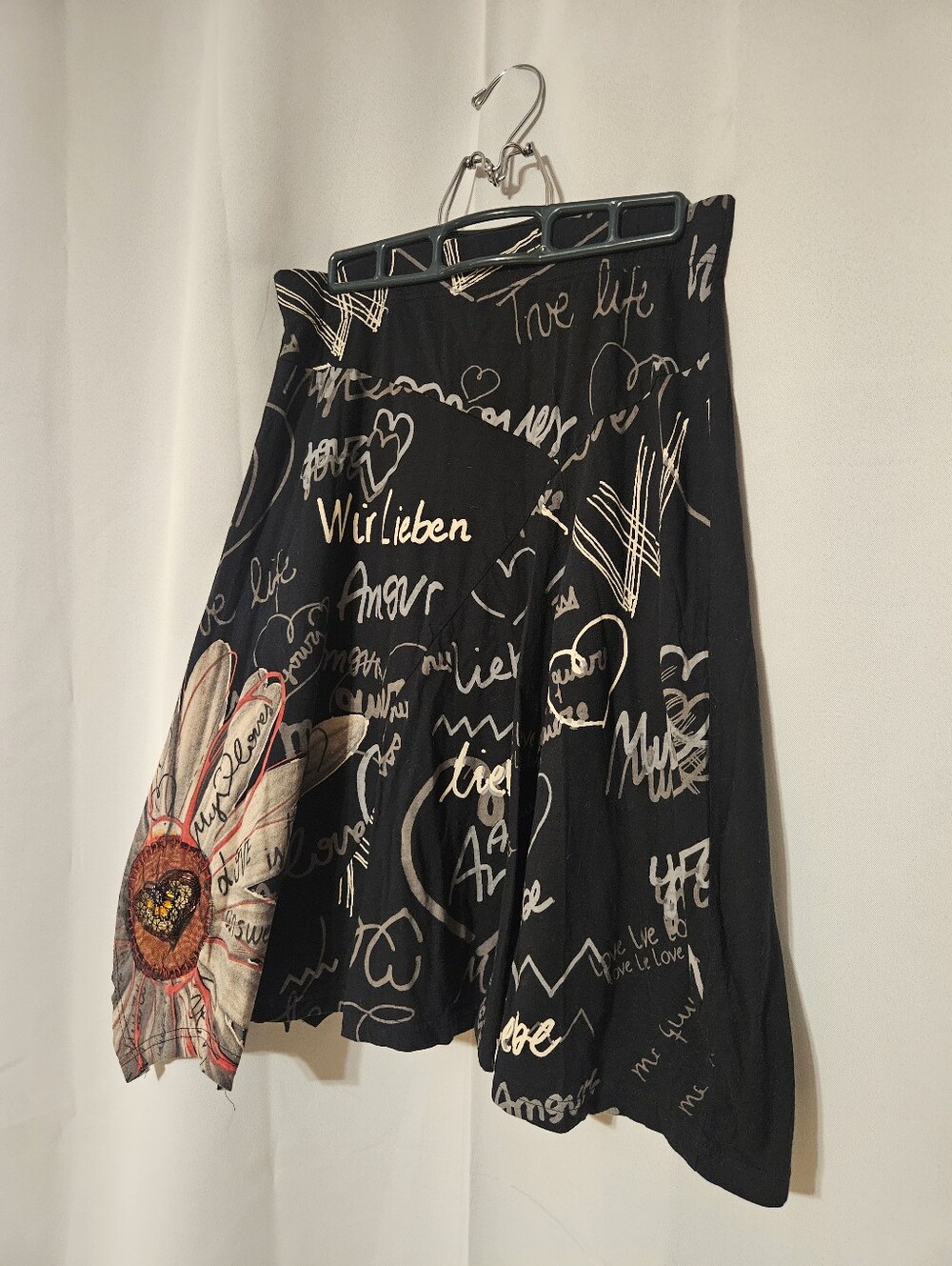 Desigual Skirt Flower & Sequin Detail Stretchy Size L